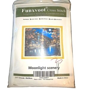 Funxvoot Moonlight Scenery 11ct 3‎ Strand Stamped Cross Stitch Kit 40X50cm